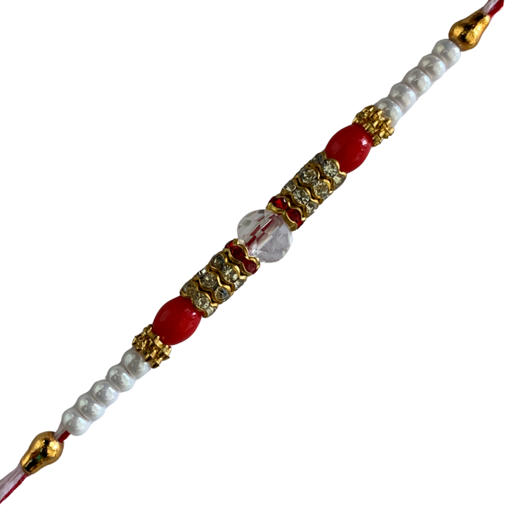Royal Red Crystal Rakhi with Golden Accents