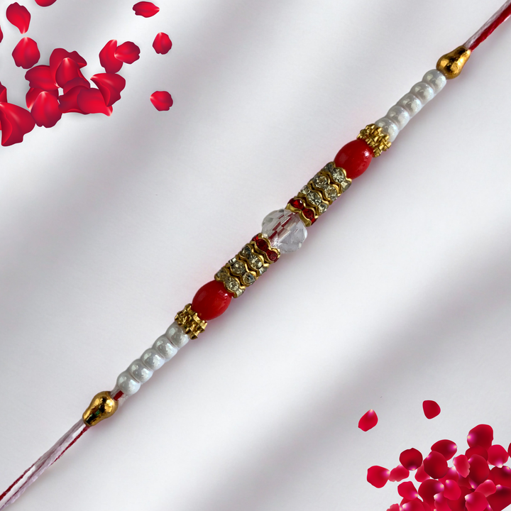 Royal Red Crystal Rakhi with Golden Accents