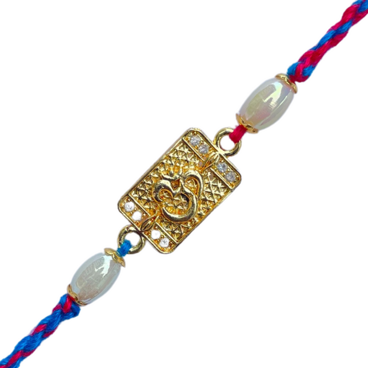 Spiritual Om Rakhi with Pearls & Stonework