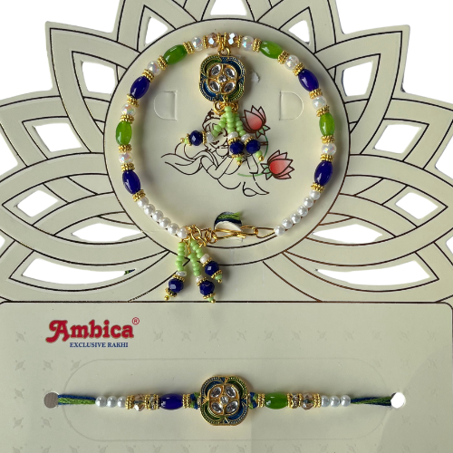 Buy Krishna Guardian Charm Rakhi Online - Designer Beaded Rakhi for Bhai Bhabhi