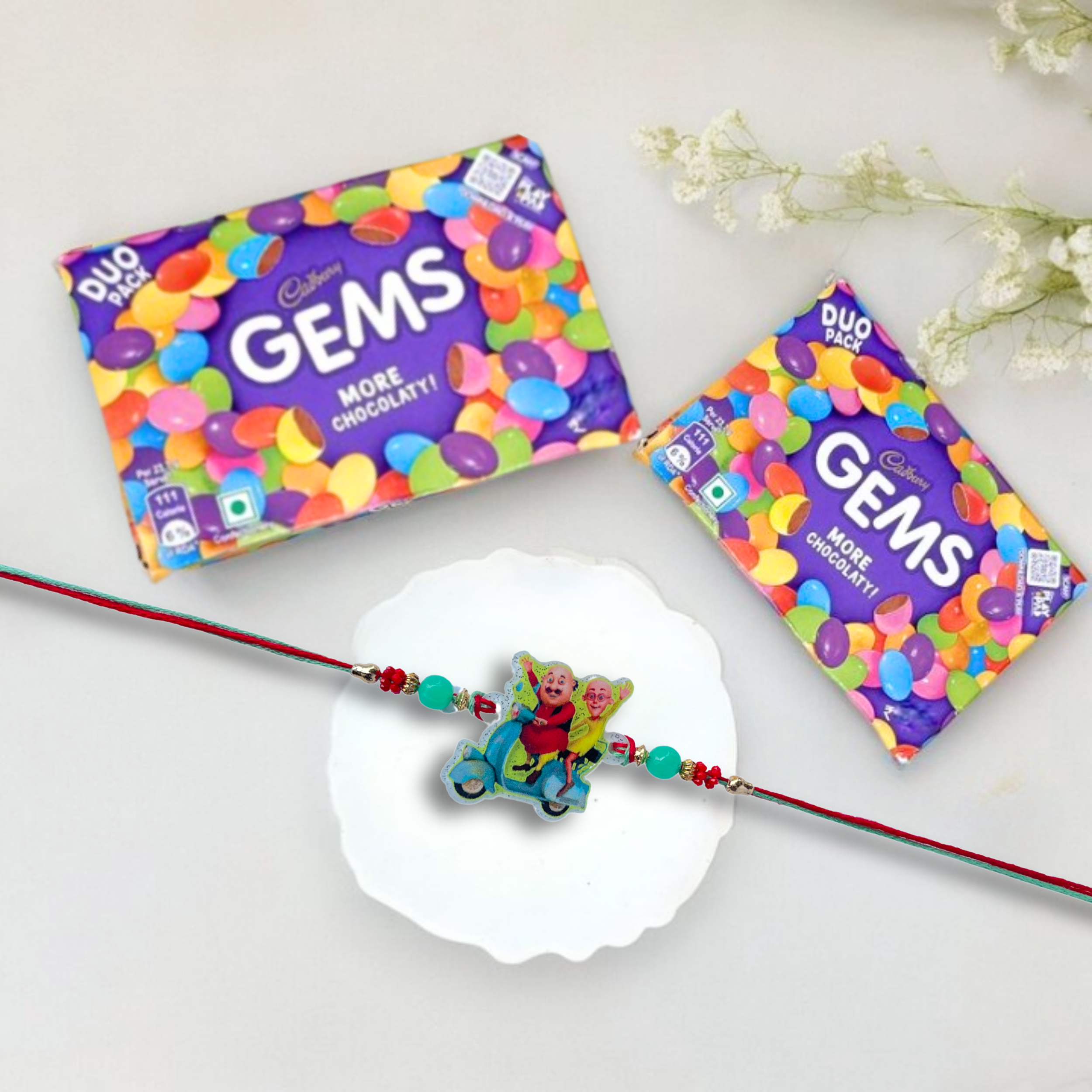 Motu Patlu Kids Rakhi with Cadbury Gems Chocolate, 23.7 g