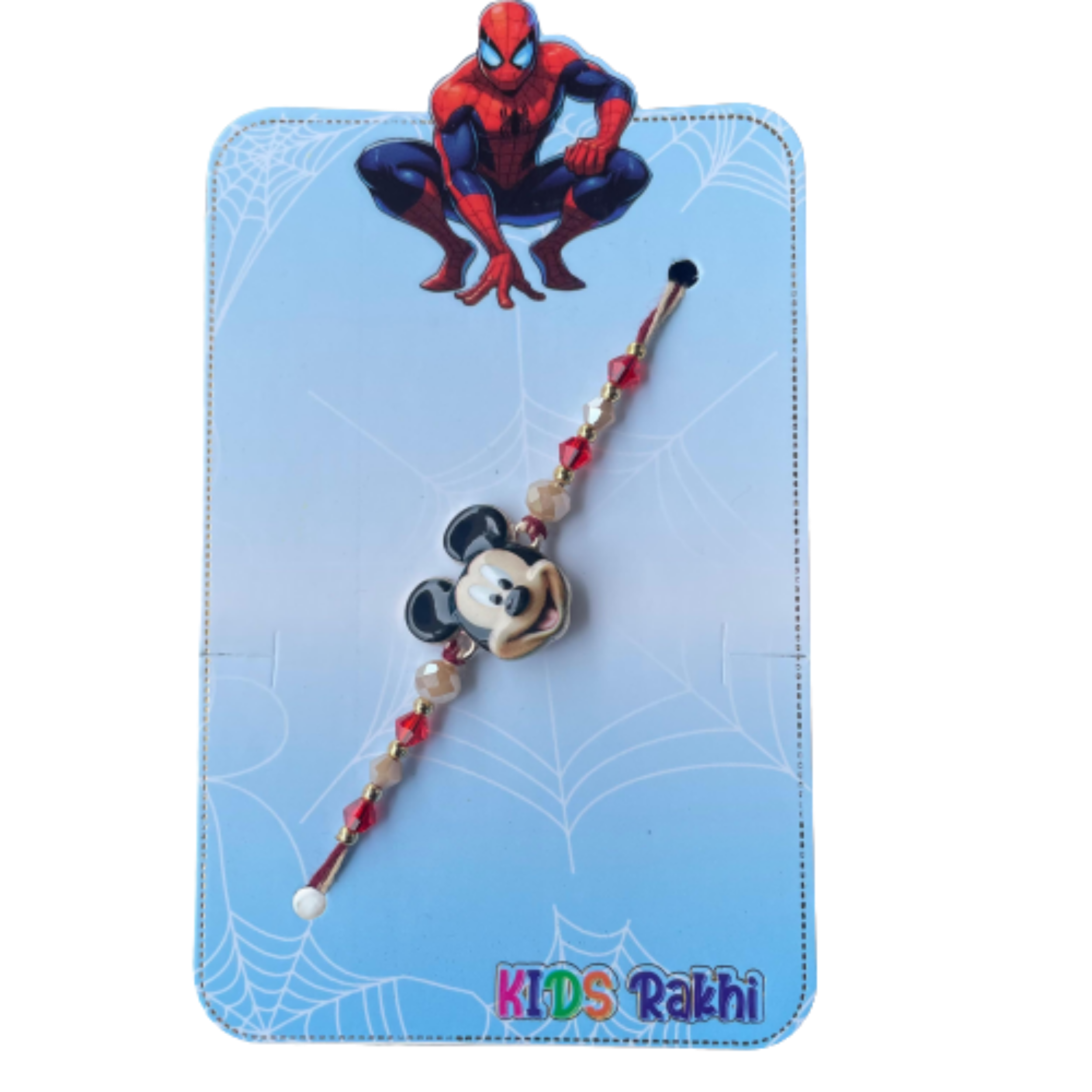 Mickey’s Mischief Thread - Cartoon Beaded Rakhi with Ferrero Rocher Chocolate Gift Pack (4 pieces) , 50 g