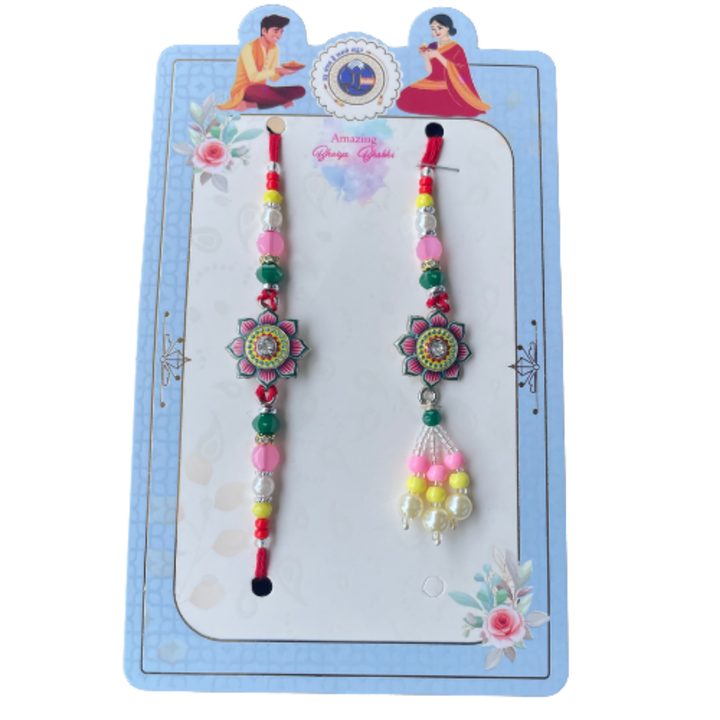 Lotus Leela Floral Rakhi Set with Ferrero Rocher Chocolate Gift Pack (4 pieces) , 50 g