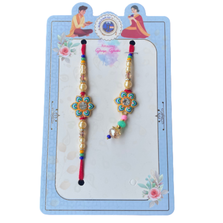 Satrangi Bandhan - Vibrant Floral Rakhi with Ferrero Rocher Chocolate Gift Pack (4 pieces) , 50 g