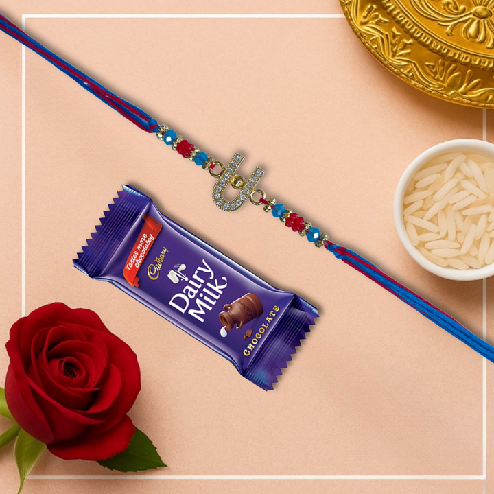 Special Tilak Rakhi with Cadbury Dairy Milk Chocolate Bar , 21 g