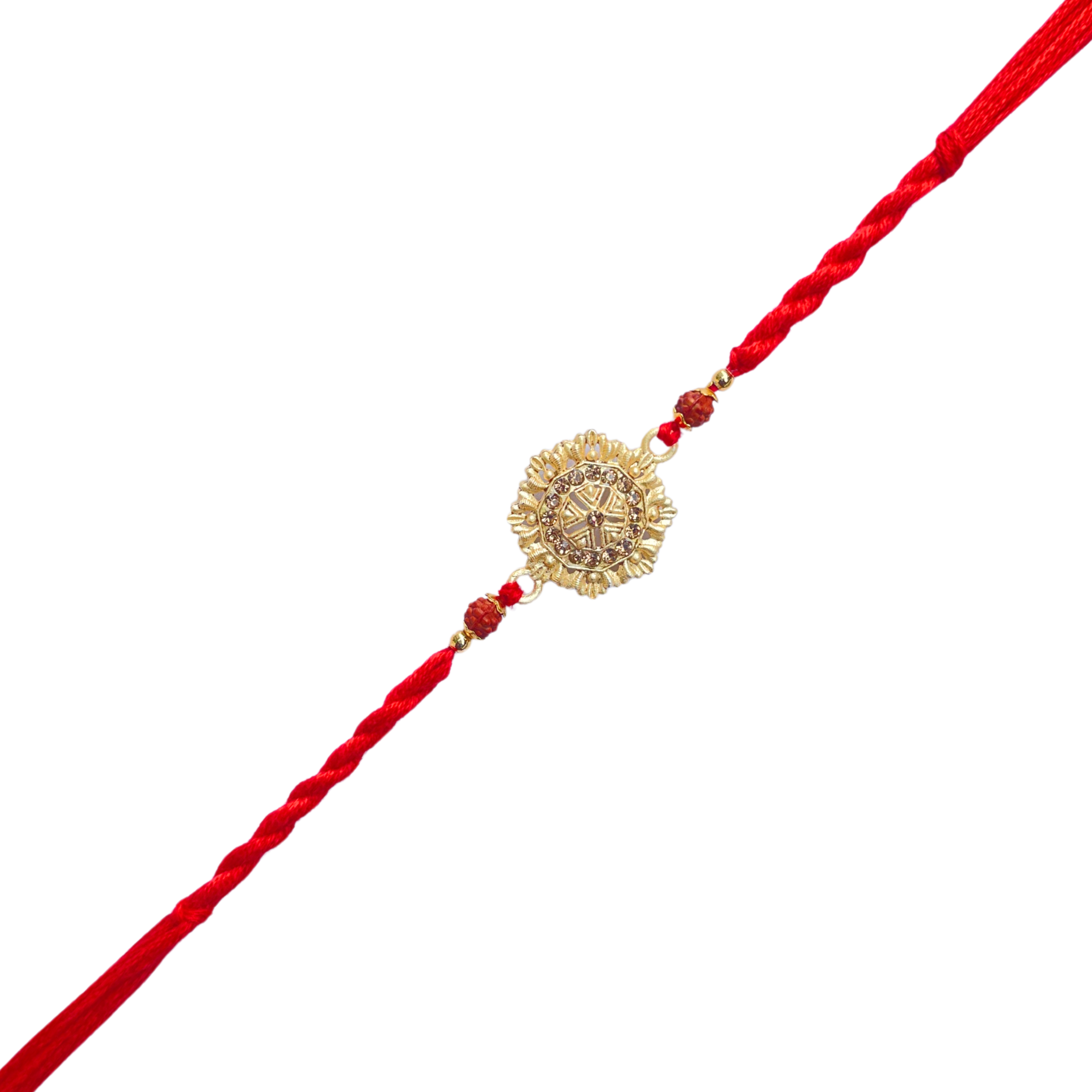 Elegant Golden Kundan Pendant Rakhi with Cadbury Dairy Milk Chocolate Bar , 21 g