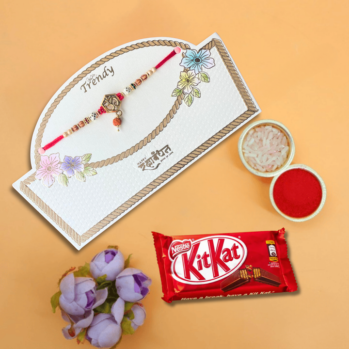 Om Vachan Rakhi With Nestle Kitkat Choco Coated Wafer Bar , 28.5 g