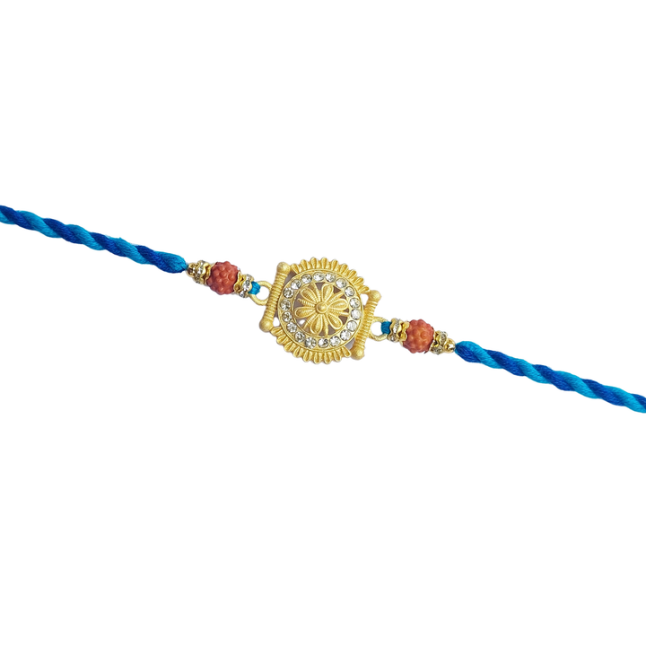 Elegant Rudraksha Rakhi With Snickers Peanut Filled Chocolate Bar, 20 g