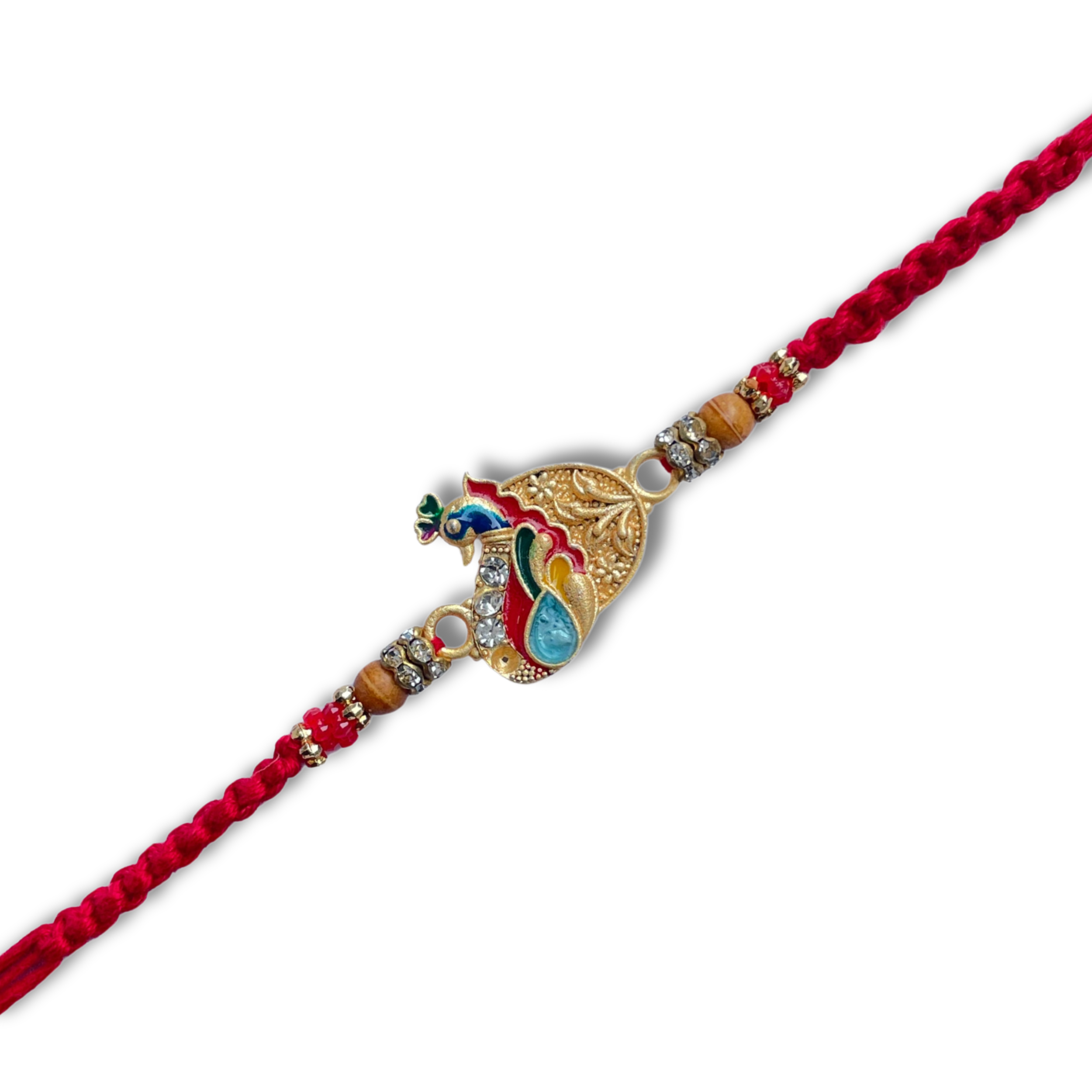 Elegant Peacock Design Rakhi with Bounty Milk Chocolate Bar - Coconut Filled, 57 g