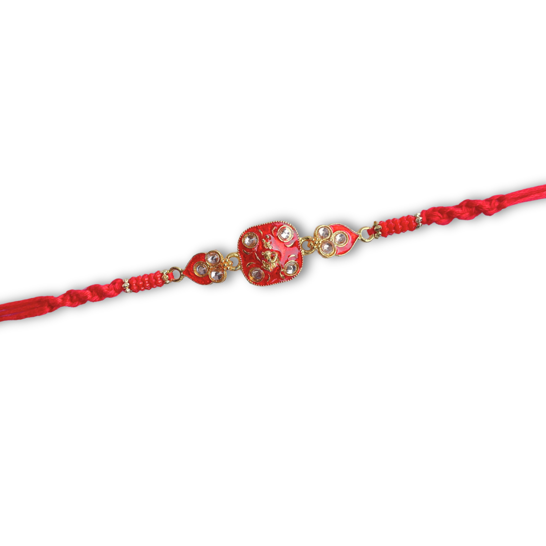 Elegant Red Kundan Rakhi with Bounty Milk Chocolate Bar - Coconut Filled, 57 g