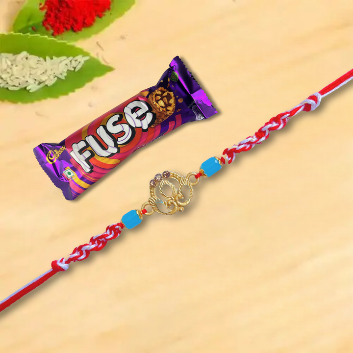 Elegant Peacock Rakhi With Cadbury Fuse Chocolate Bar, 21 g