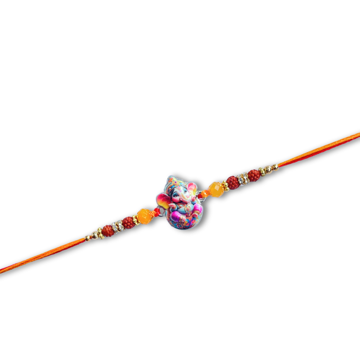 Blessed Ganesha Rakhi With Cadbury Fuse Chocolate Bar, 21 g