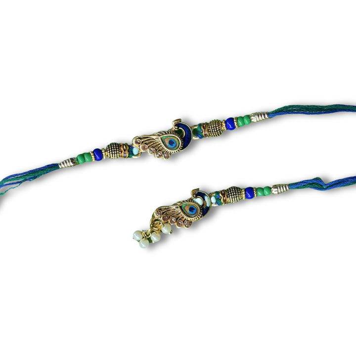 Peacock Grace - Krishna-Inspired Peacock Rakhi With Kaju Katli by Amul, 200 g