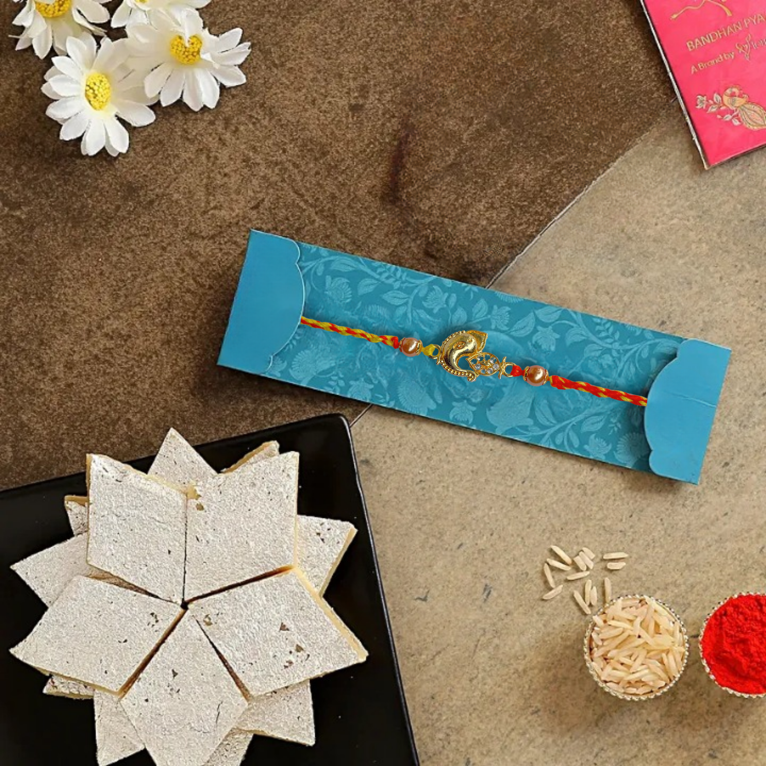Elegant Peacock Rakhi With Kaju Katli by Amul, 200 g