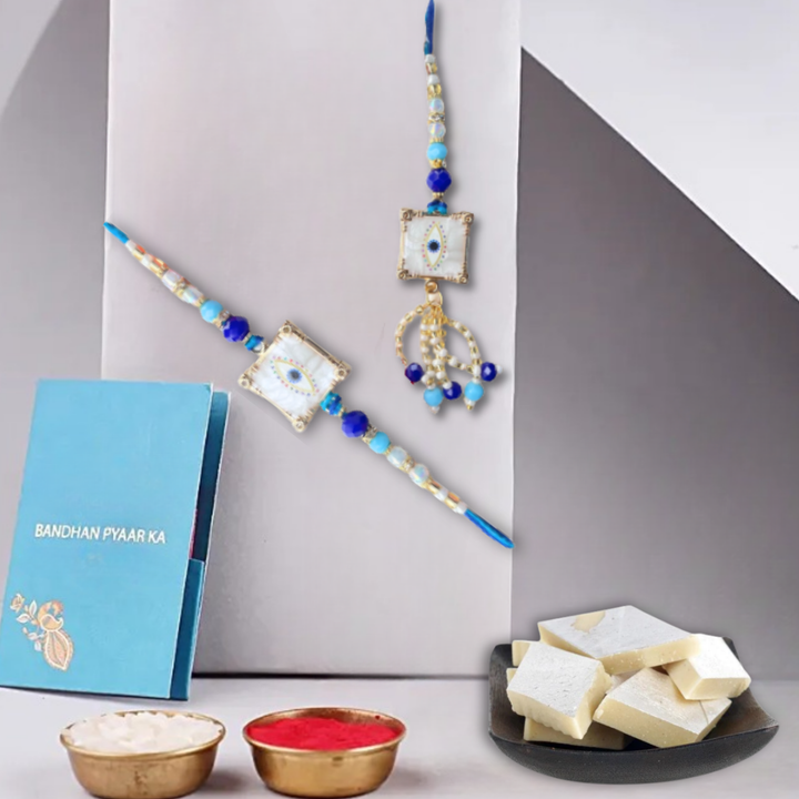 Nazariya Evil Eye Rakhi With Kaju Katli by Amul, 200 g
