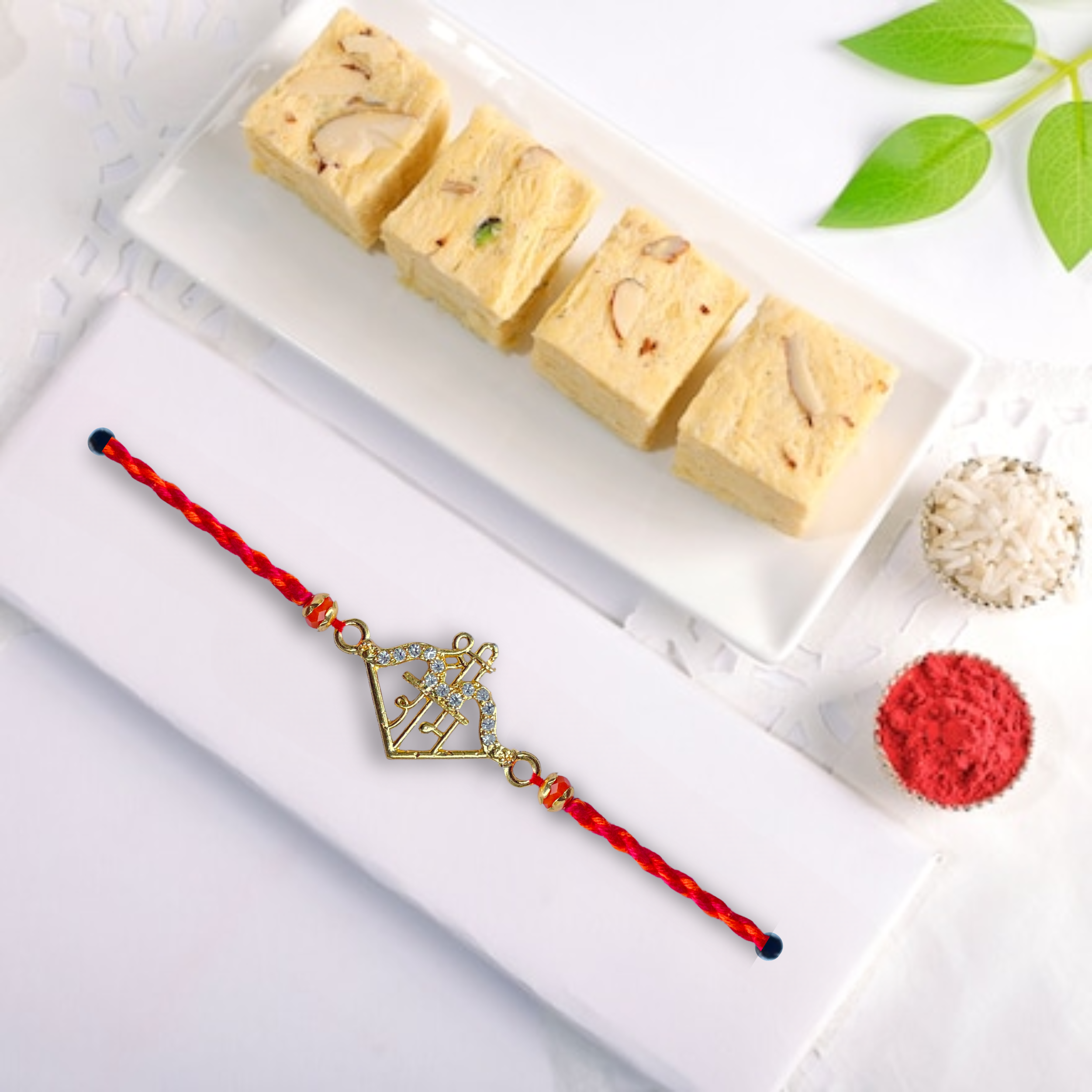 Shree Ram Designer Rakhi with Haldiram's Soan Papdi, 250 g Pouch