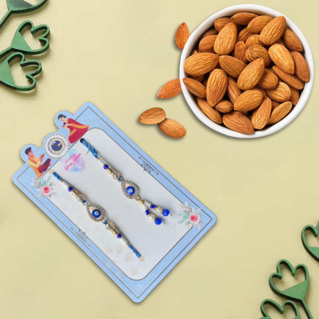 Nazar Raksha - Designer Evil Eye Rakhi Premia Badam (Almonds): 200 g
