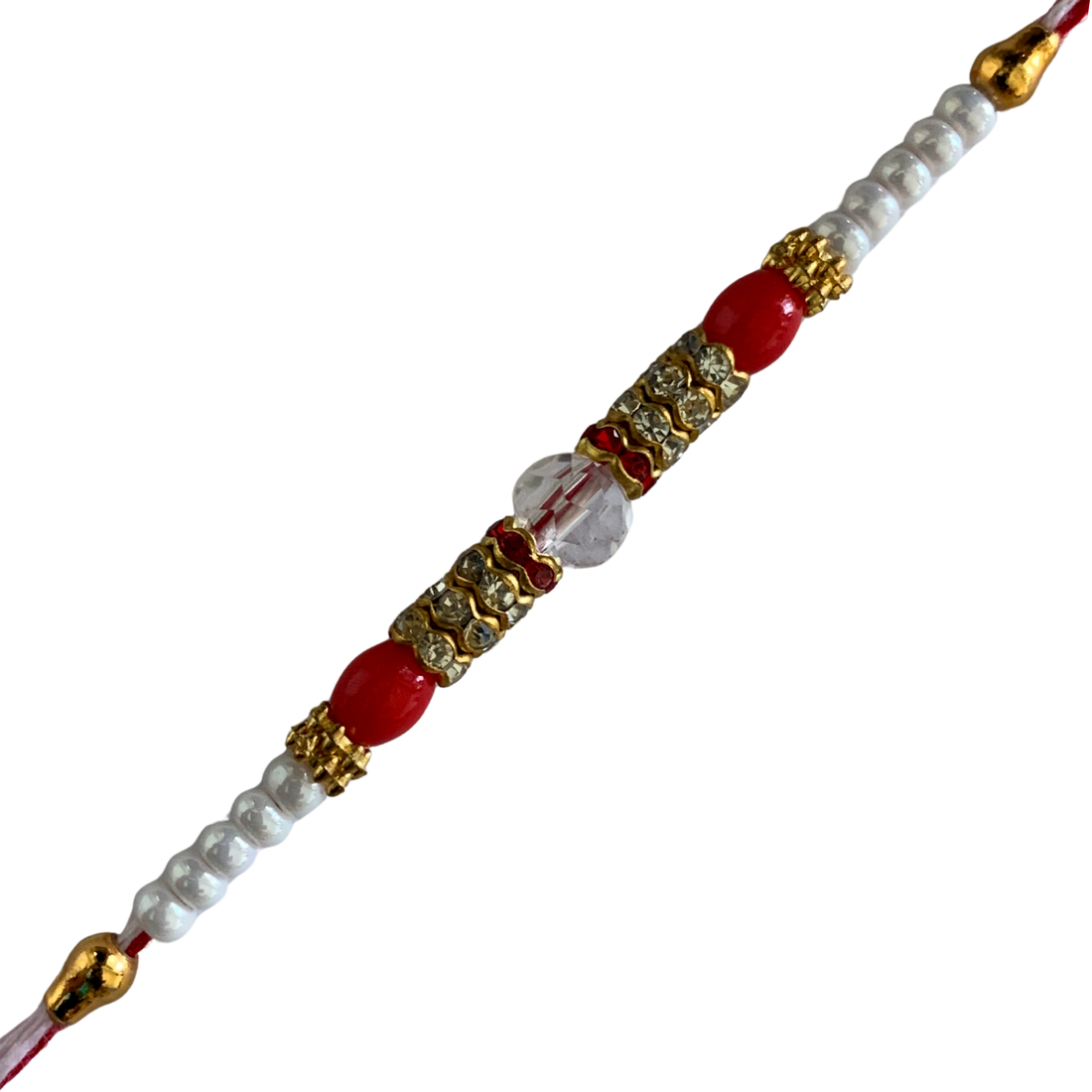 Royal Red Crystal Rakhi with Golden Accents