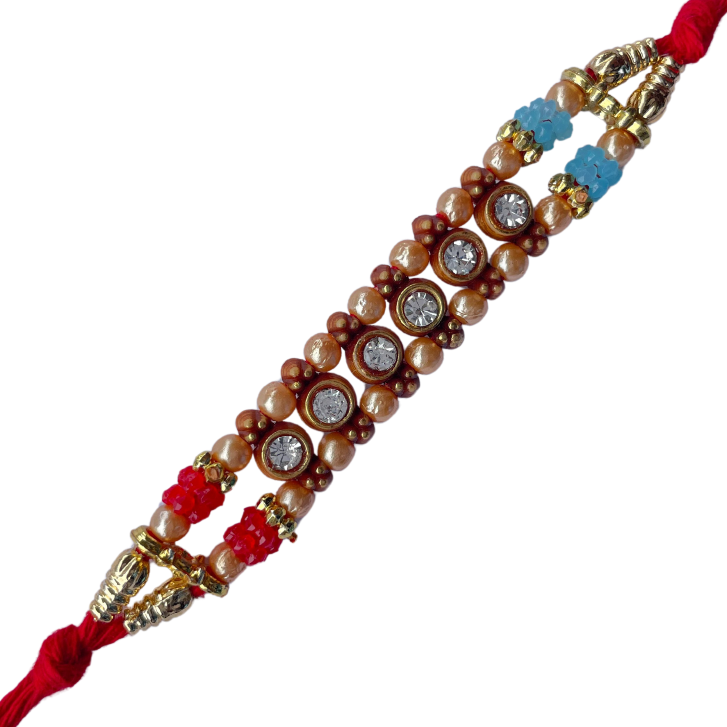 Designer Double-Strand Pearl Rakhi with Sparkling Stone