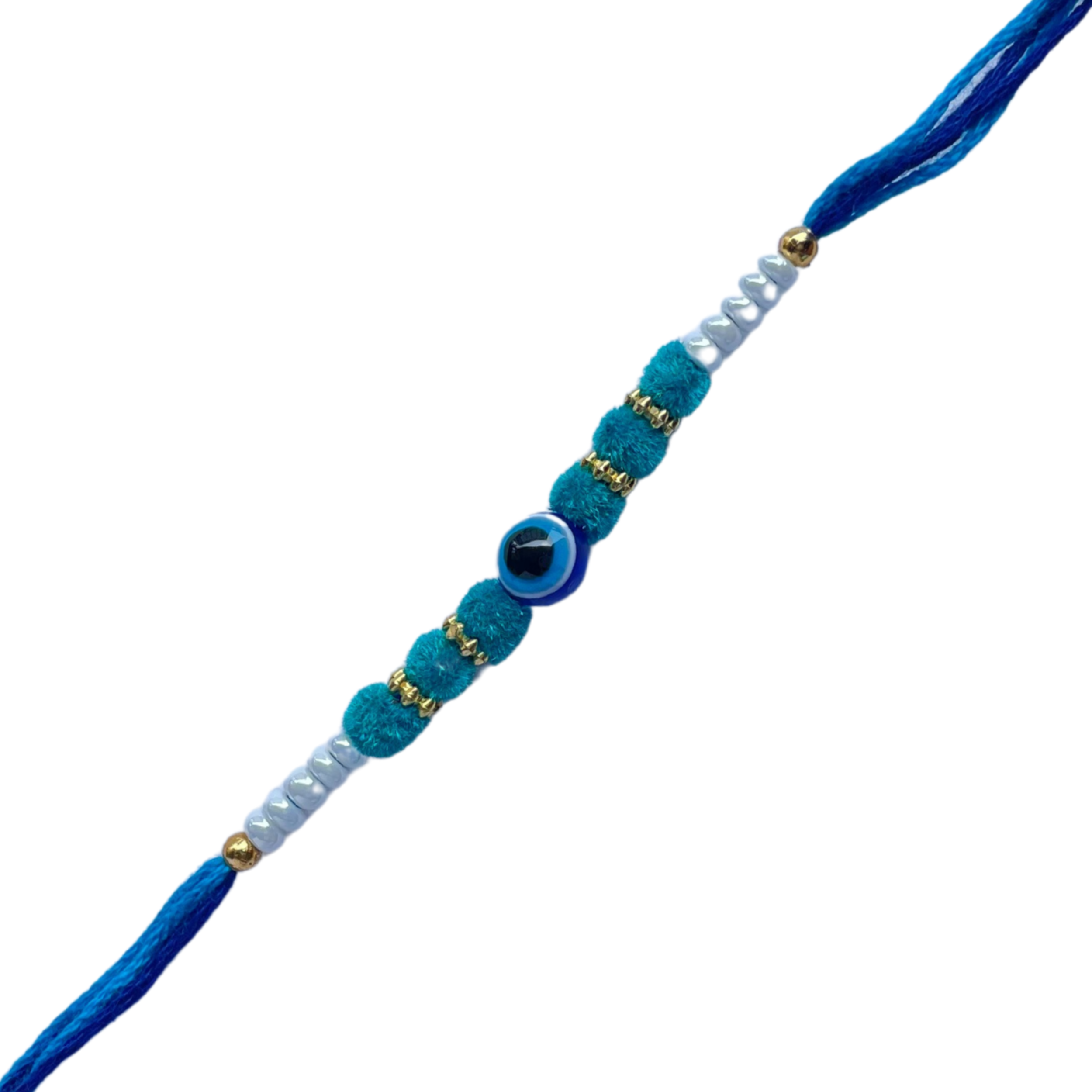 Teal Green Beaded Rakhi on Silk Thread