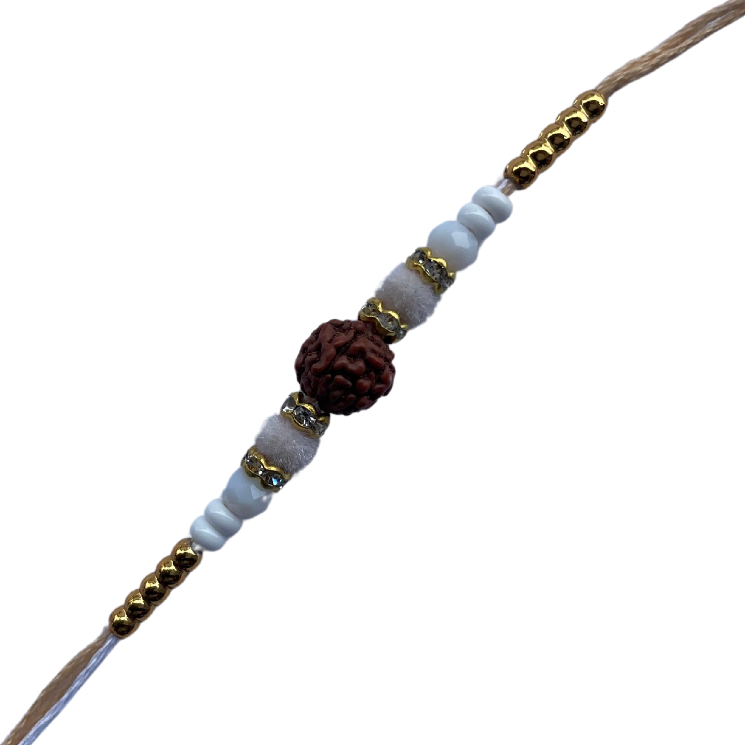 Traditional Rudraksha Rakhi with Light Cream Thread