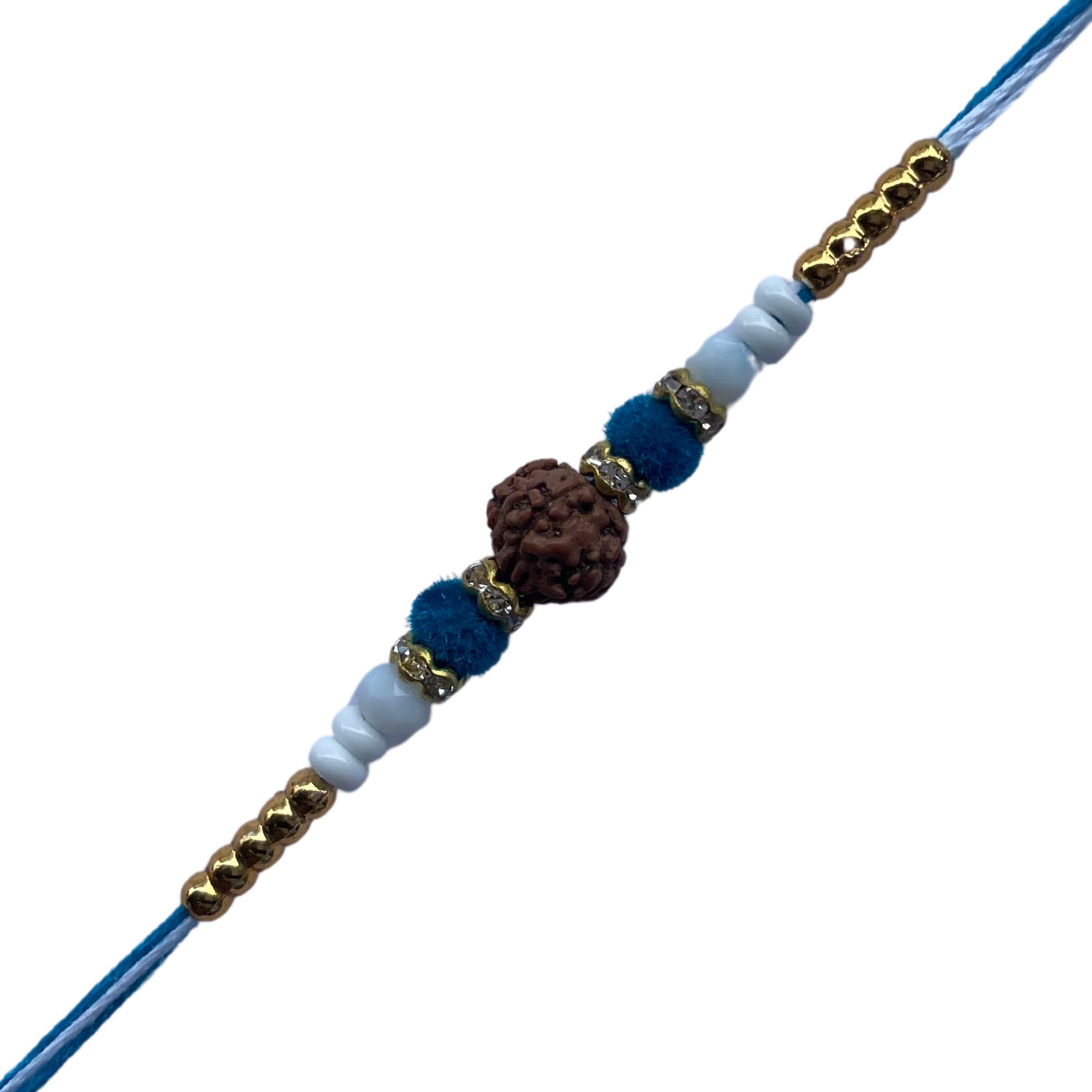 Traditional Rudraksha Rakhi with Light Blue Thread