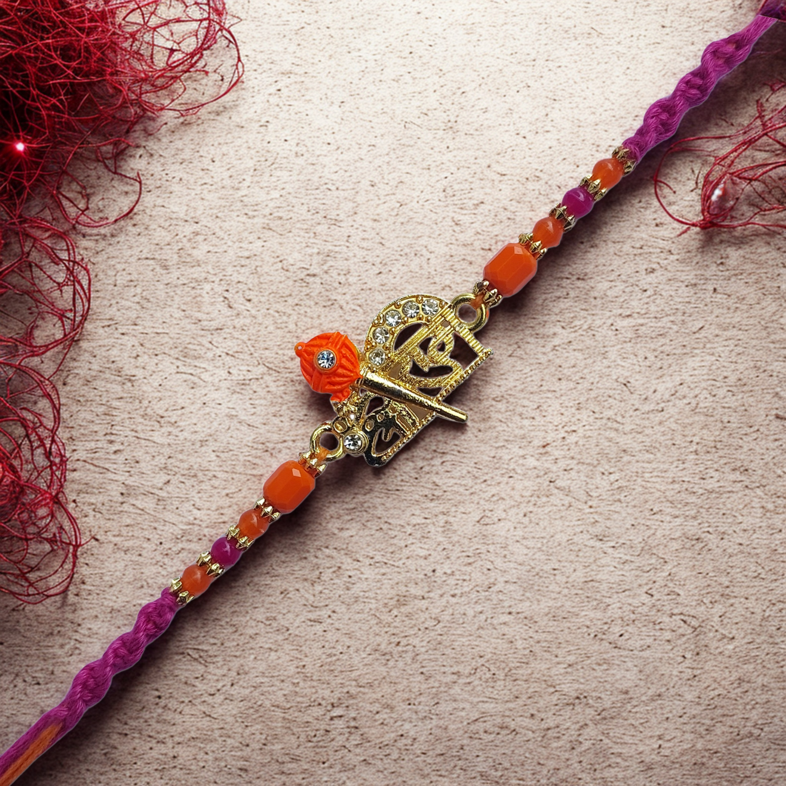 Shree Ram Rakhi with Floral Accent and Beads