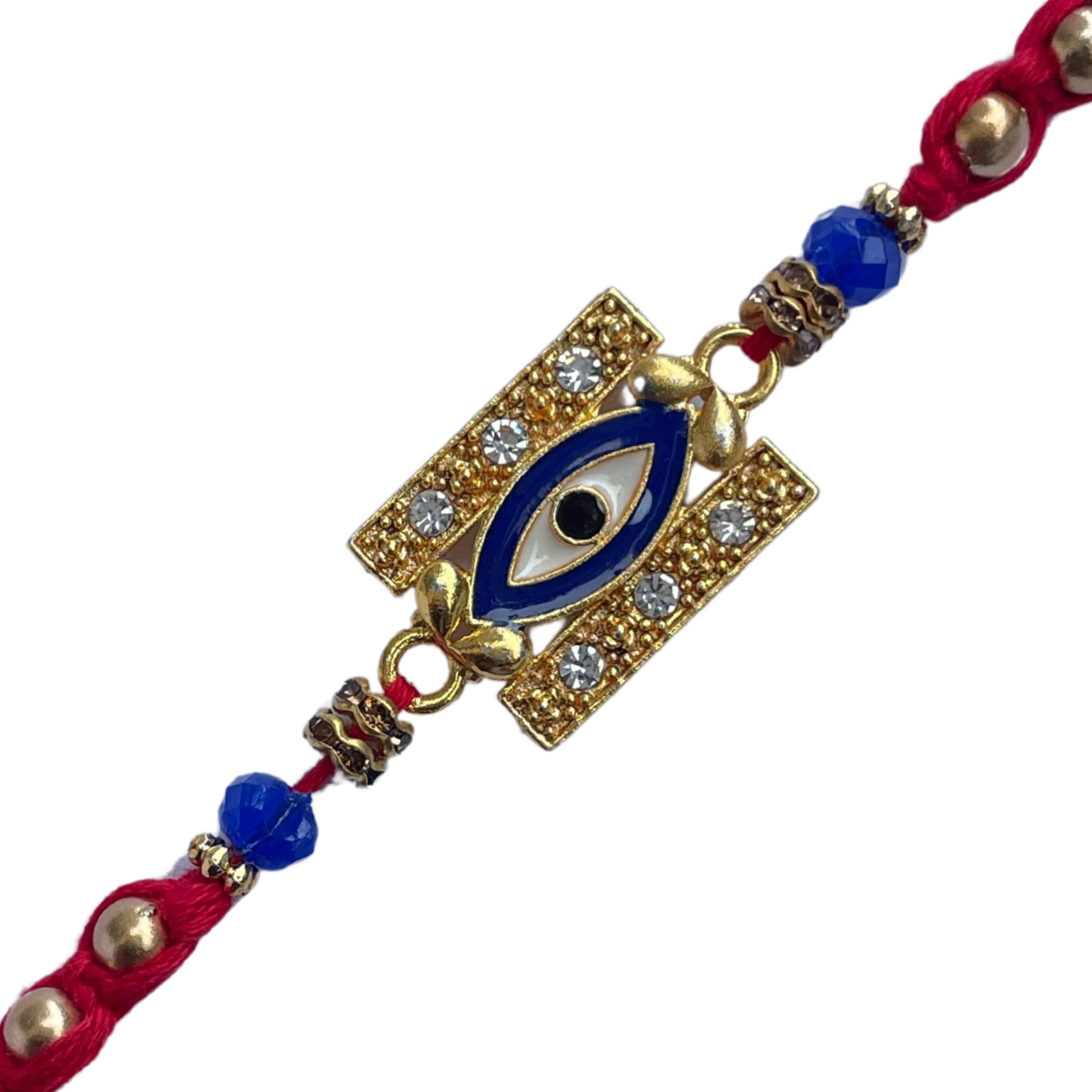 Evil Eye Rakhi with Blue Beads & Crystals