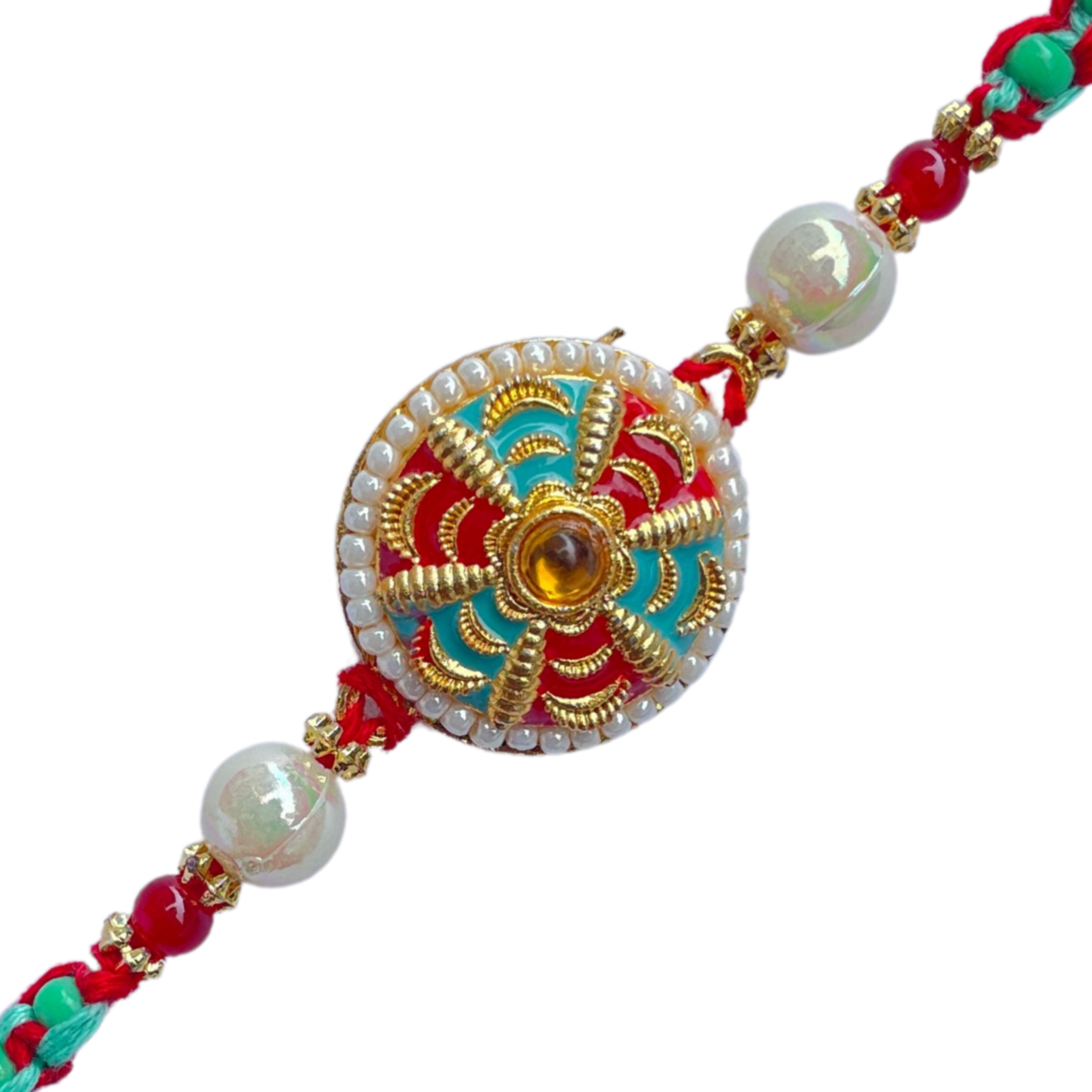 Traditional Pearl & Thread Work Rakhi for Brother