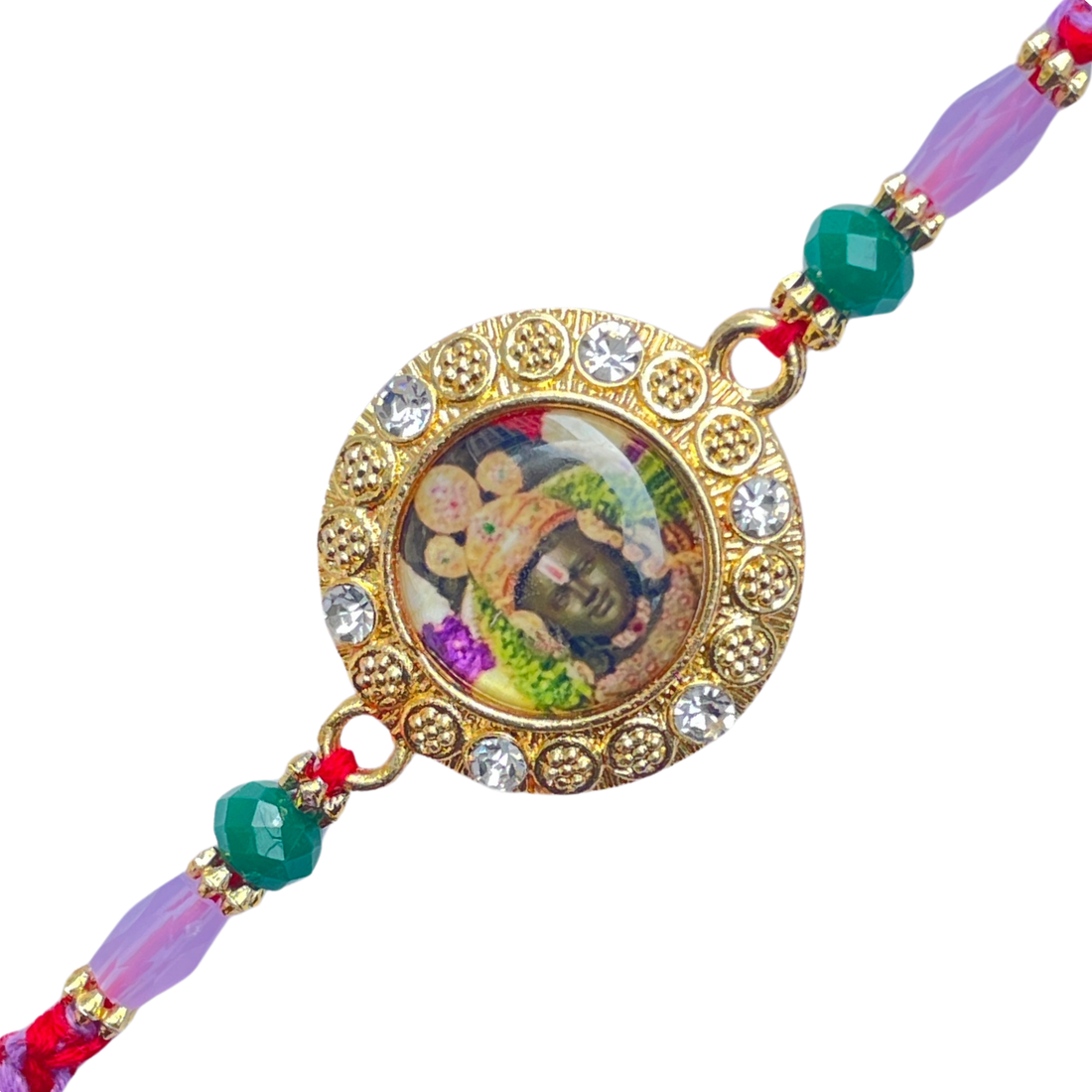 Shree Ram Rakhi with Beads and Stone Studded Dial