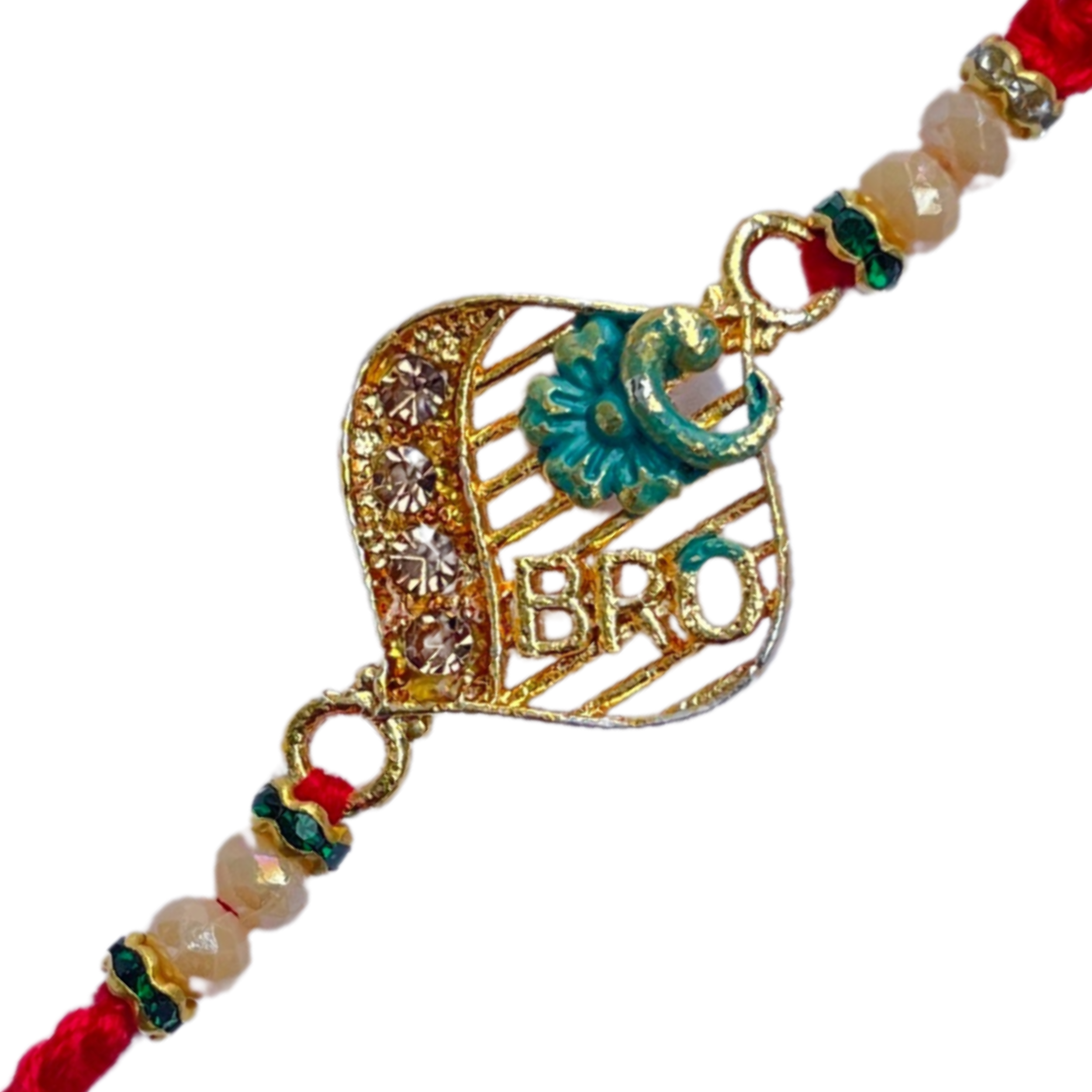 Stylish Bro Rakhi with Beads & Golden Charm