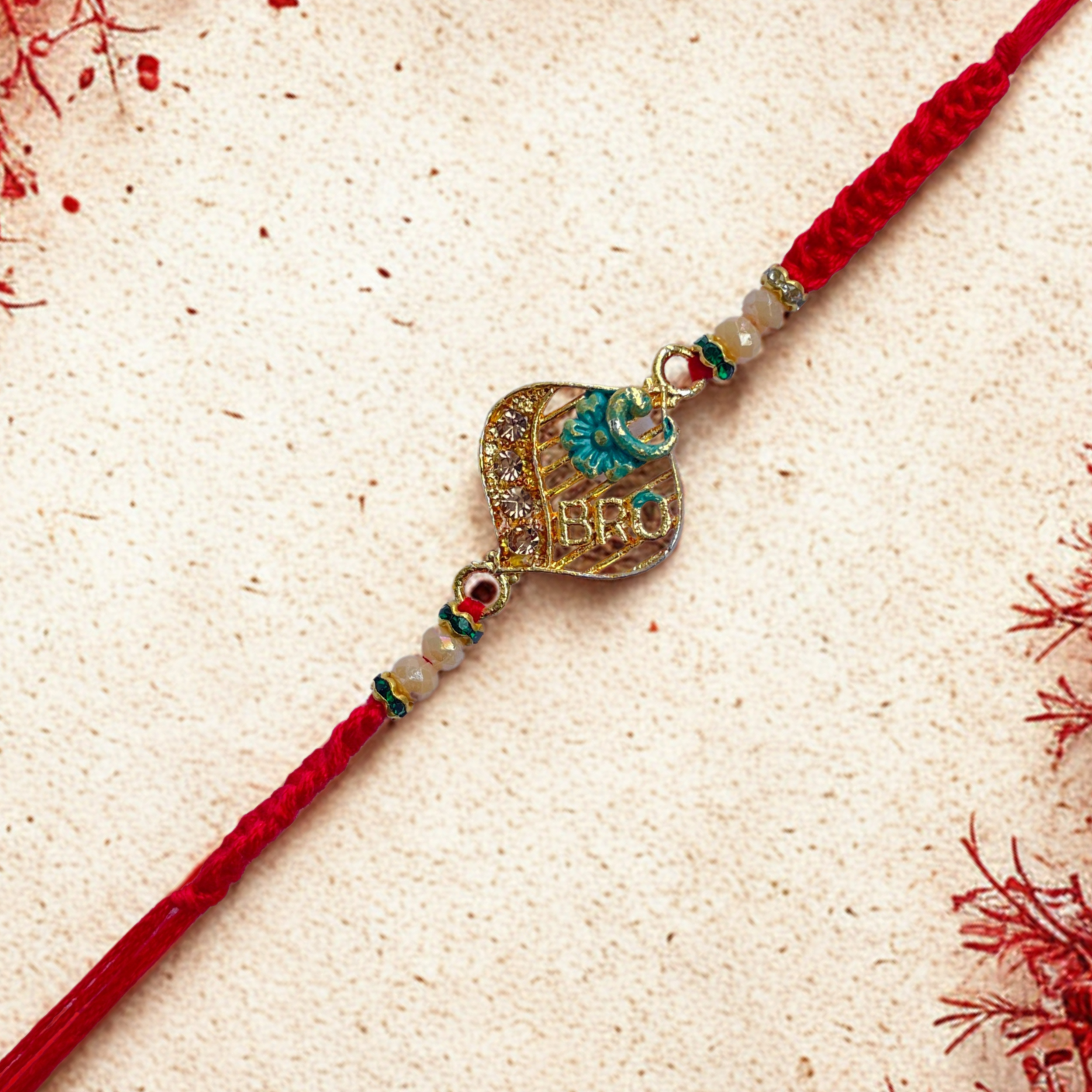 Stylish Bro Rakhi with Beads & Golden Charm