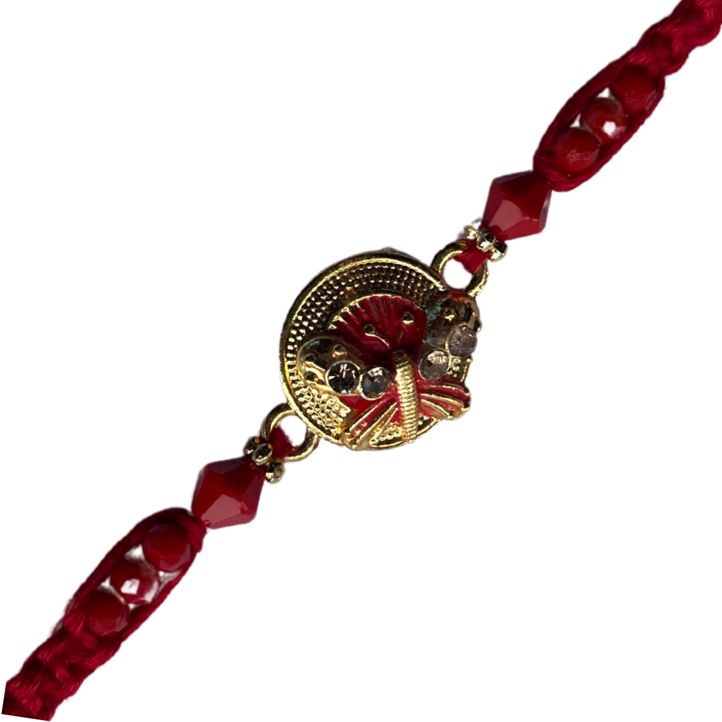 Elegant Butterfly Rakhi with Red Beads and Thread