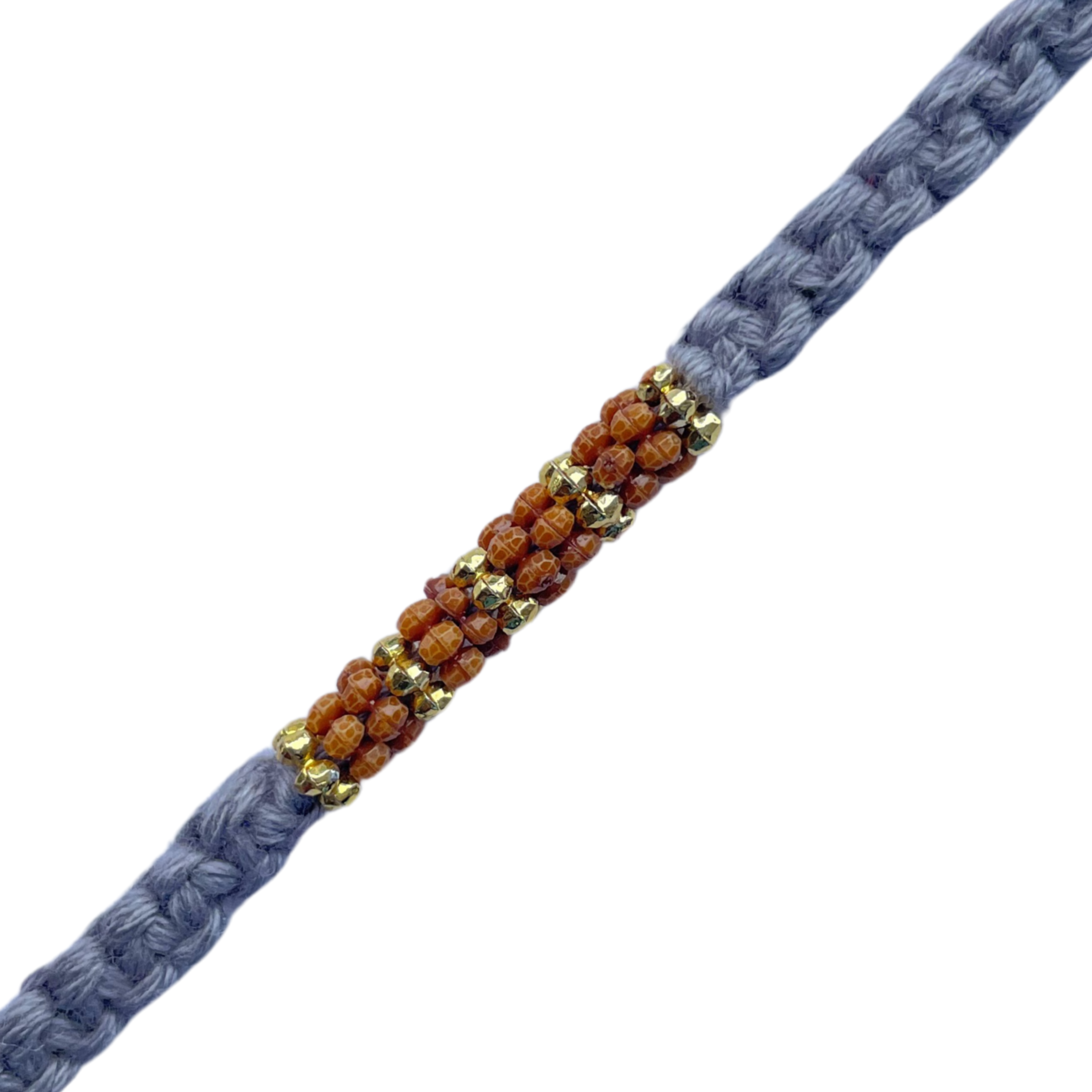 Elegant Rudraksha Rakhi with Handwoven Grey Thread