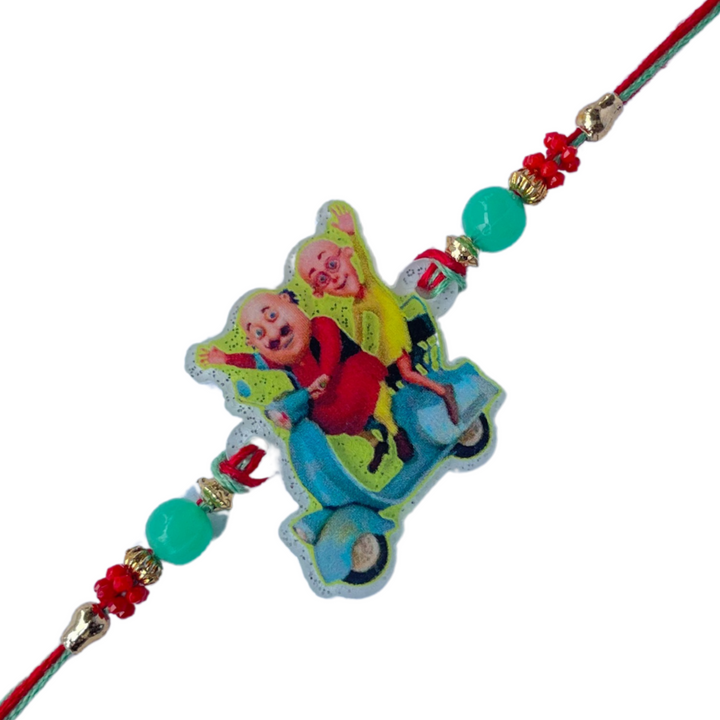Motu Patlu Kids Rakhi with Scooter Design & Beads