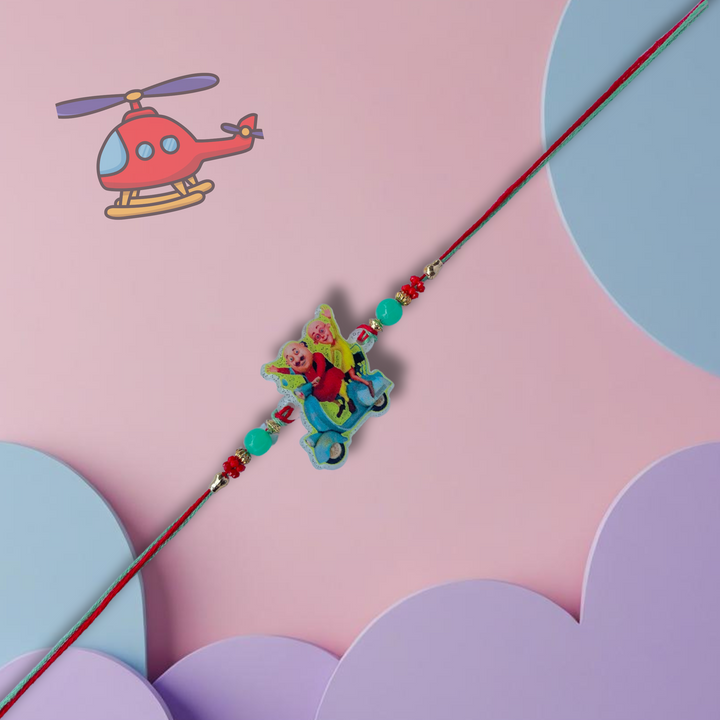 Motu Patlu Kids Rakhi with Scooter Design & Beads