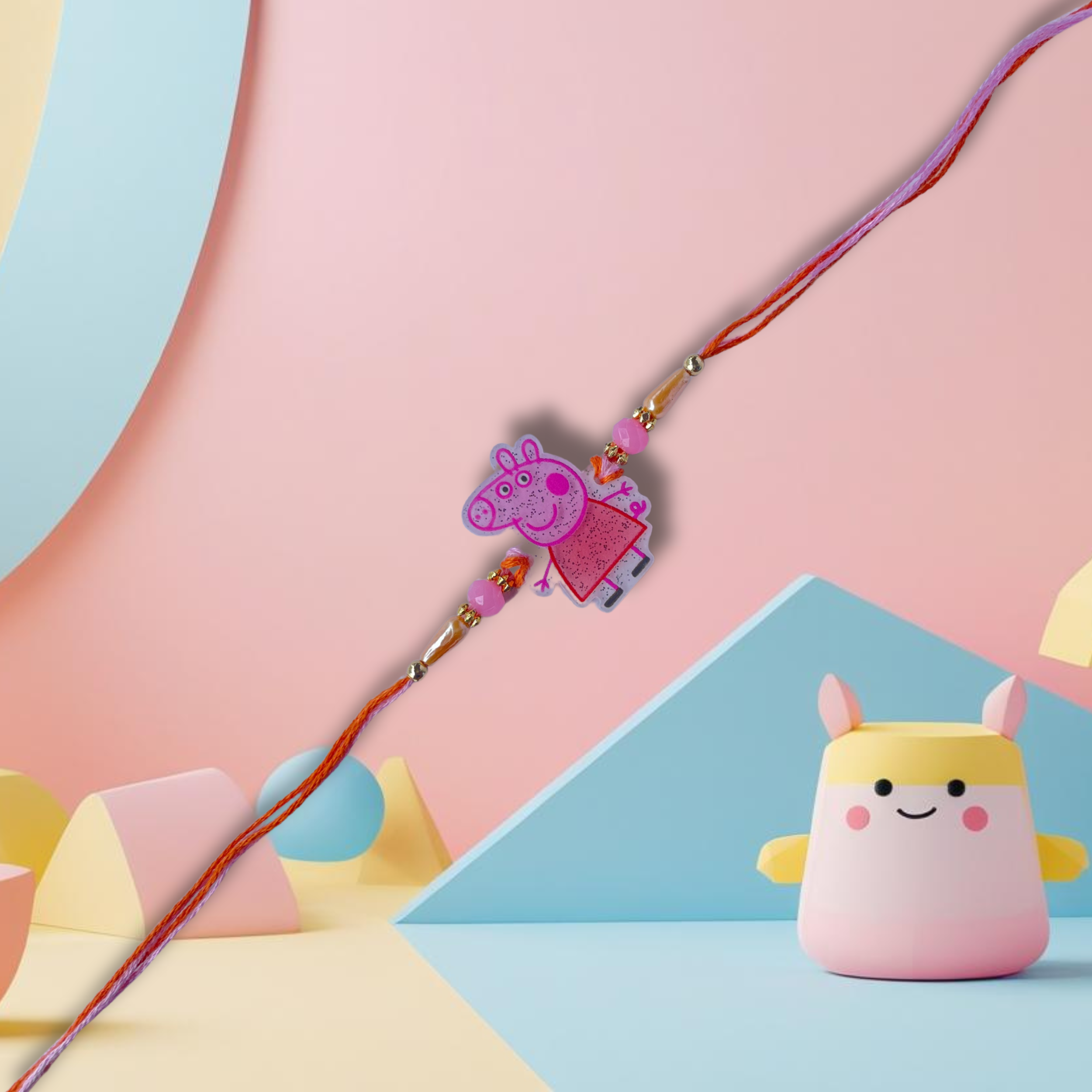 Peppa Pig Kids Rakhi with Beads & Glitter Charm