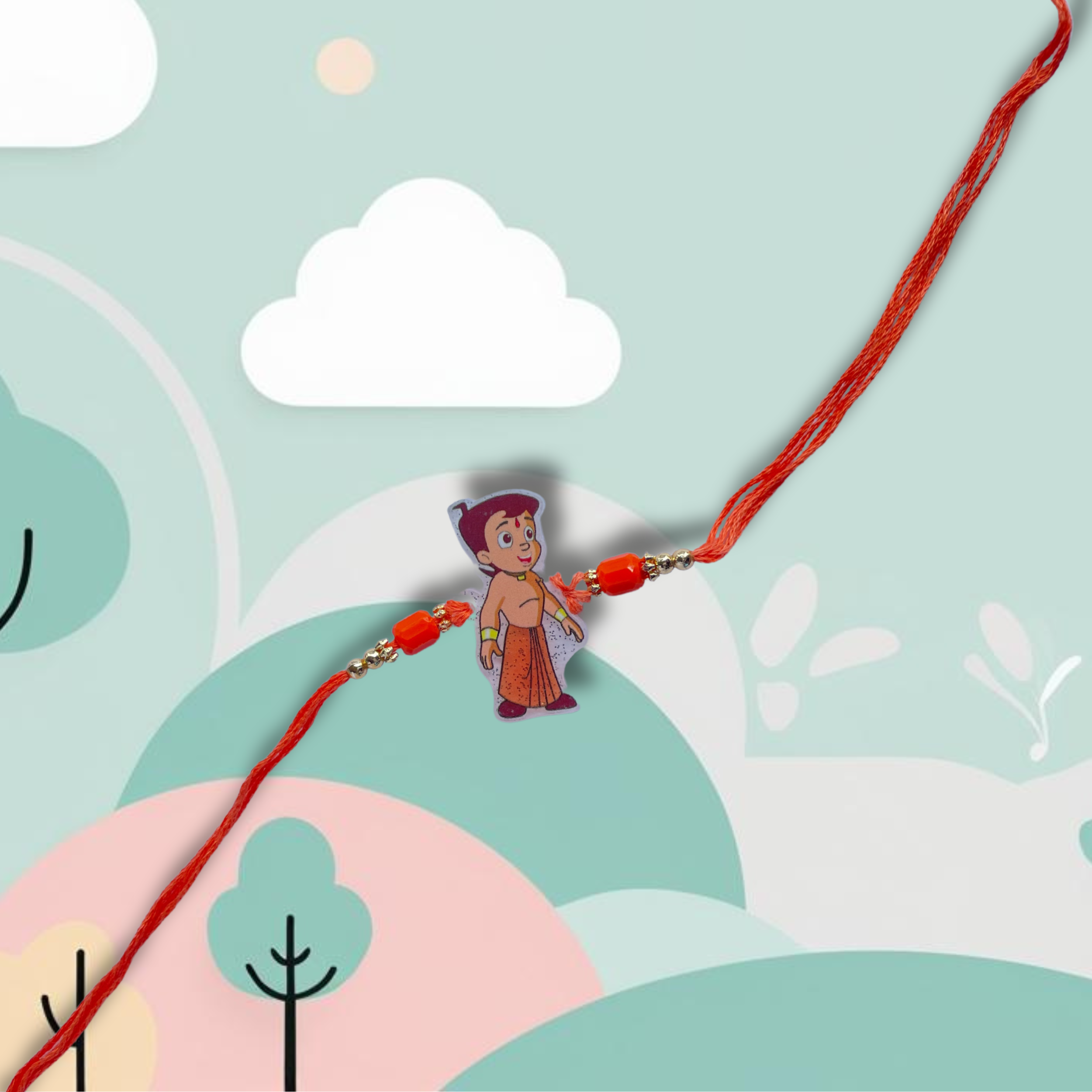 Chhota Bheem Cartoon Rakhi for Kids – Orange Thread