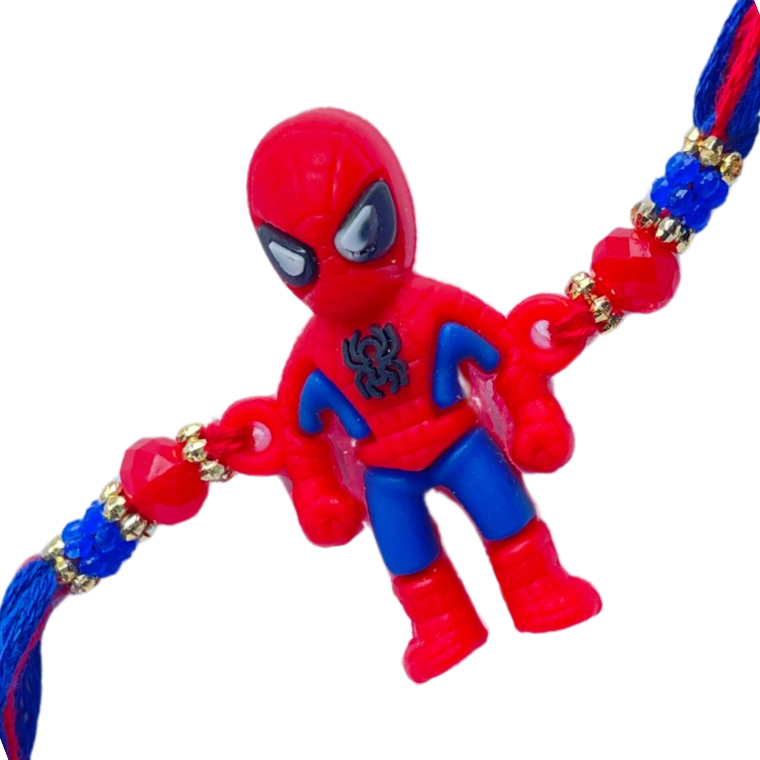 Adorable Spider-Man Rakhi with vibrant beads - perfect for little superhero fans this Raksha Bandhan.