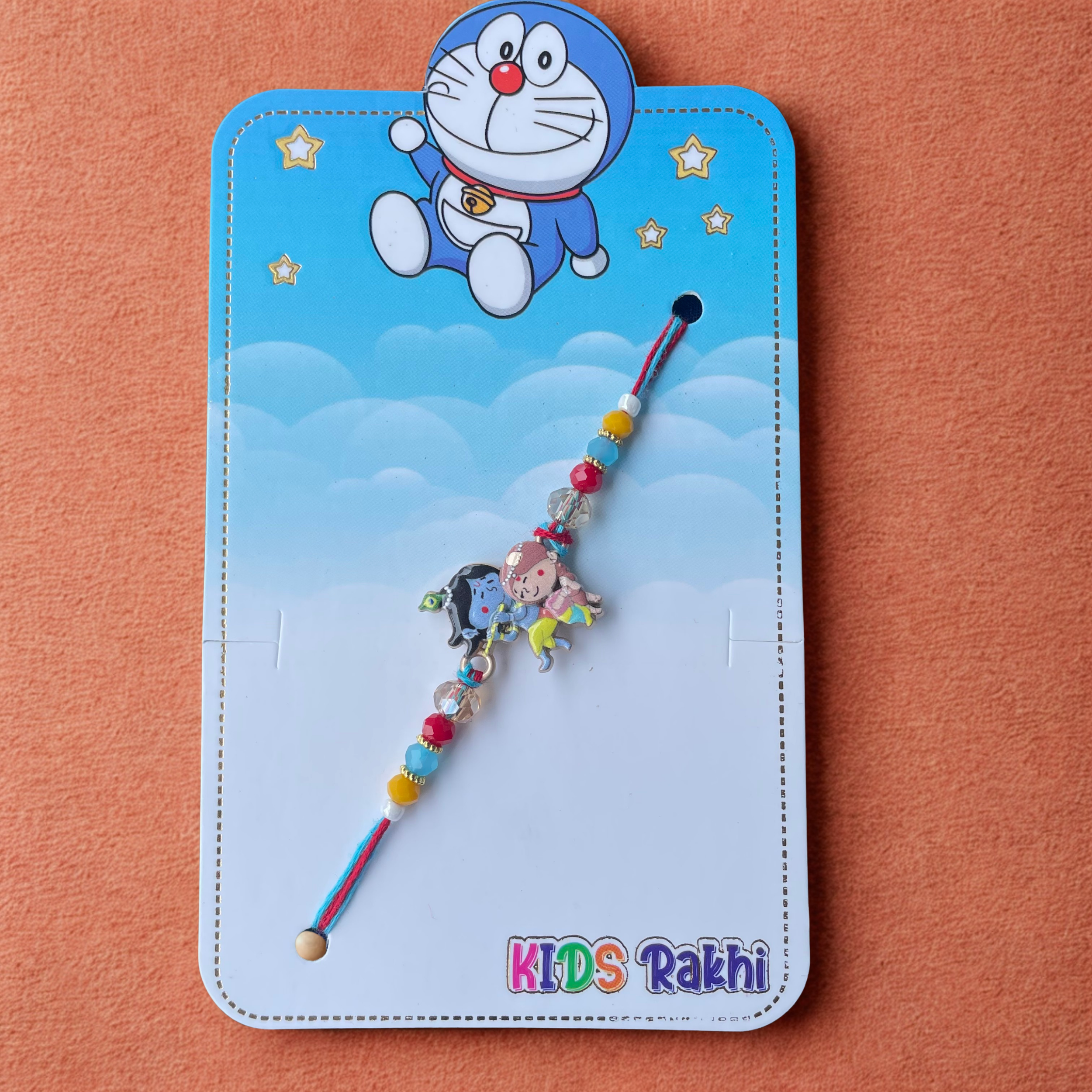 Mythical Mischief Duo Kids Rakhi with Krishna & Radha Cartoon Design