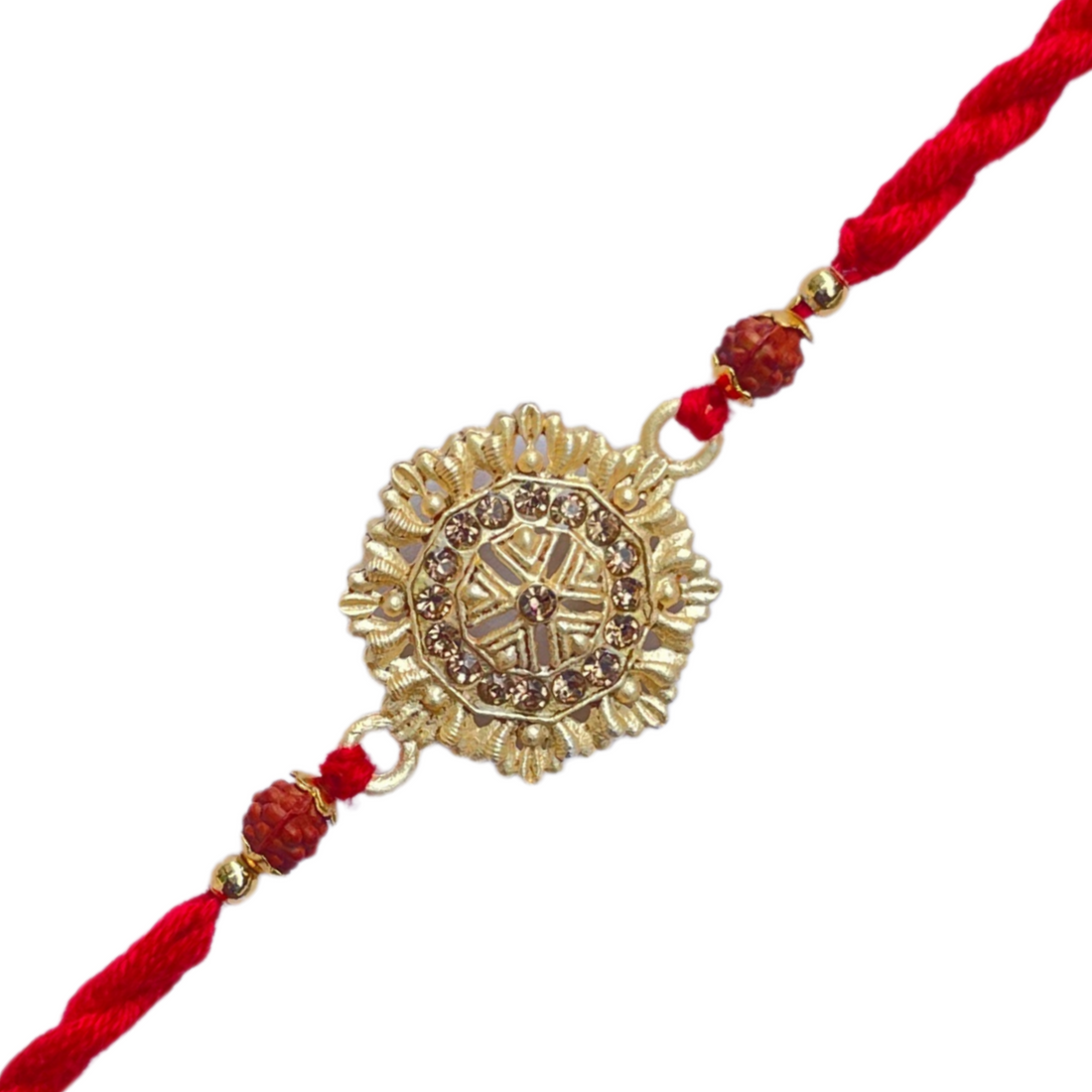 Elegant Golden Kundan Pendant Rakhi
