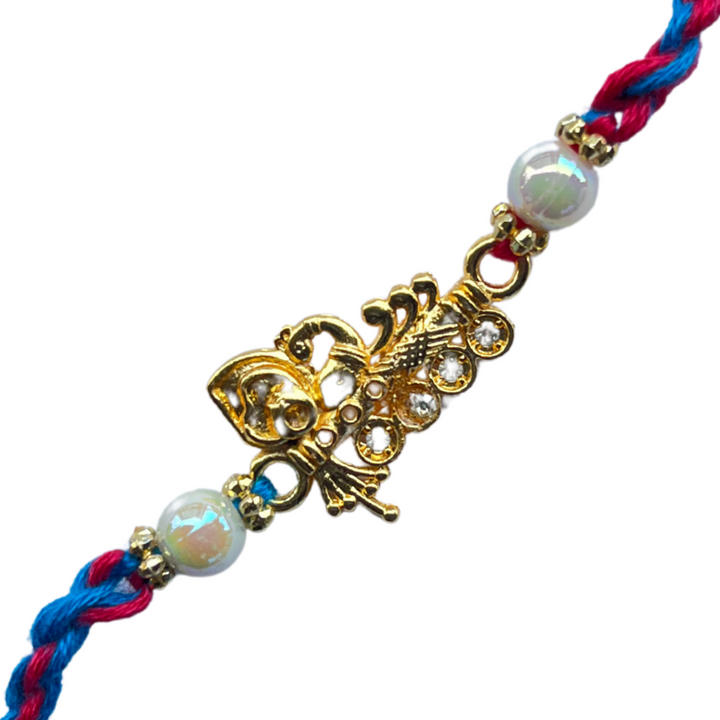 Elegant Peacock Flute Krishna Rakhi for Brother