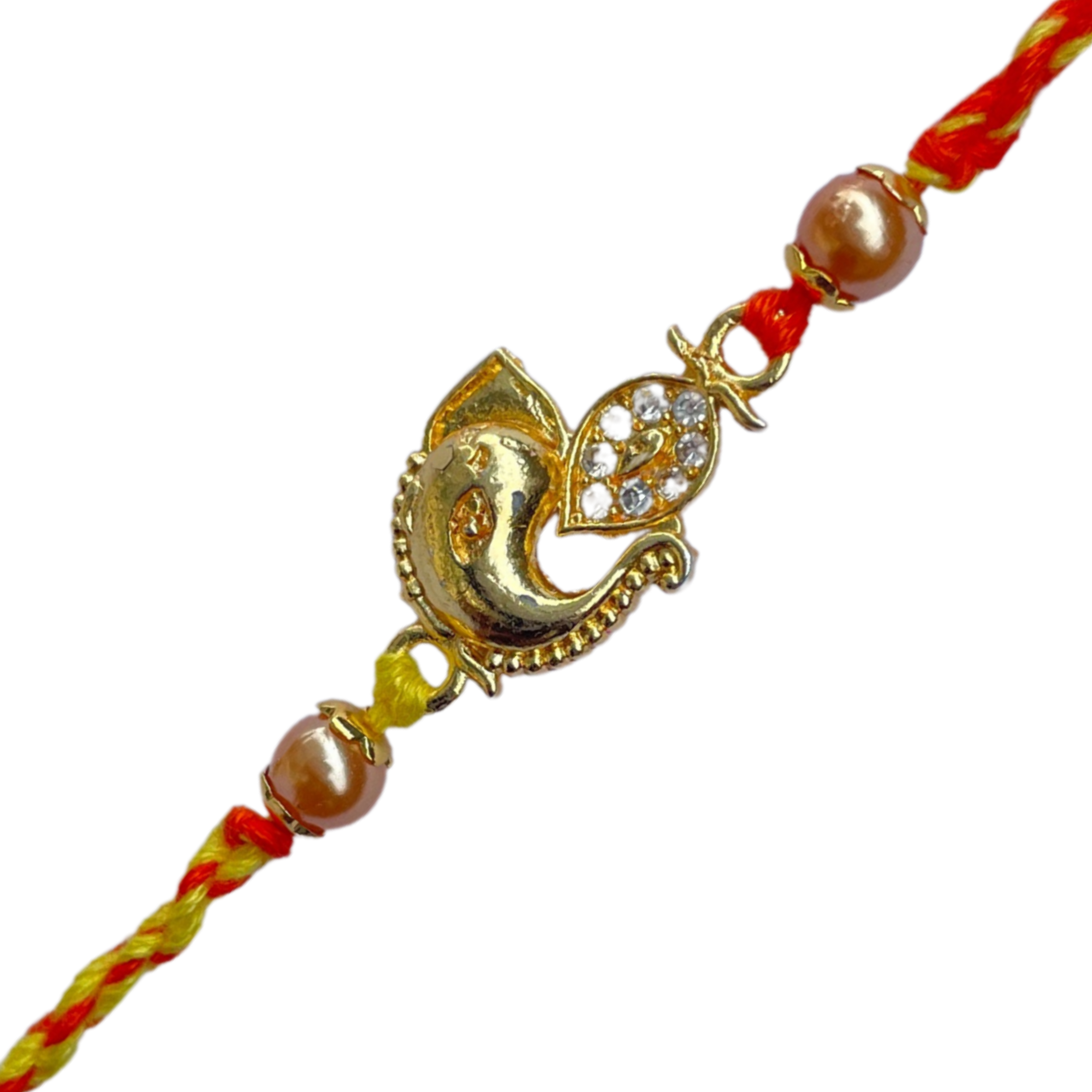 Elegant Peacock Rakhi with Stone & Bead Detailing