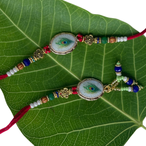 MorPankh Bandhan - Krishna-Inspired Rakhi with Peacock Feather Design