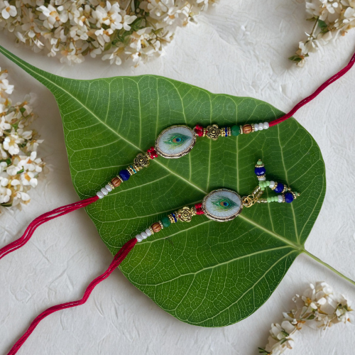 MorPankh Bandhan - Krishna-Inspired Rakhi with Peacock Feather Design
