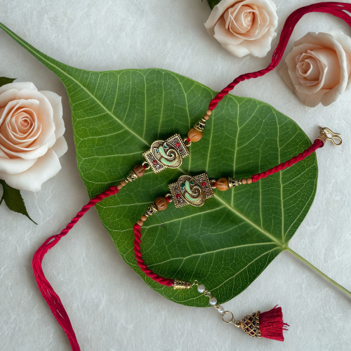 Bodhi Bond: Traditional Ganesha-Inspired Rakhi Duo for Bhai Bhabhi