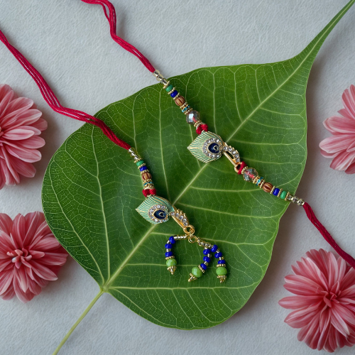 Peacock Vow Designer Krishna Rakhi for Bhai Bhabhi