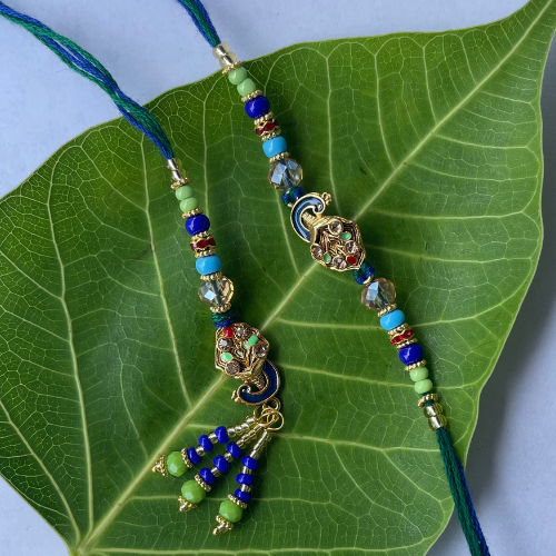 Peacock Saathi Rakhi - Elegant Handmade Rakhi With Royal Peacock Design
