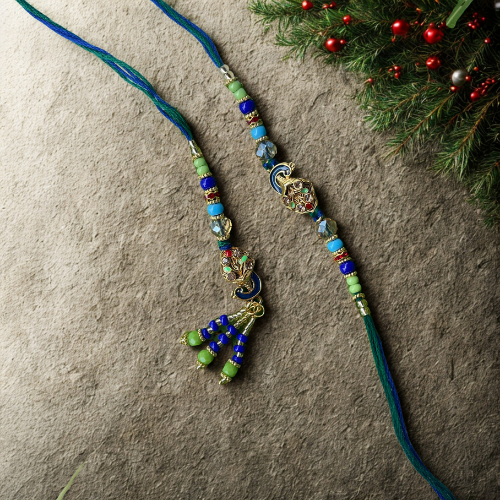 Peacock Saathi Rakhi - Elegant Handmade Rakhi With Royal Peacock Design