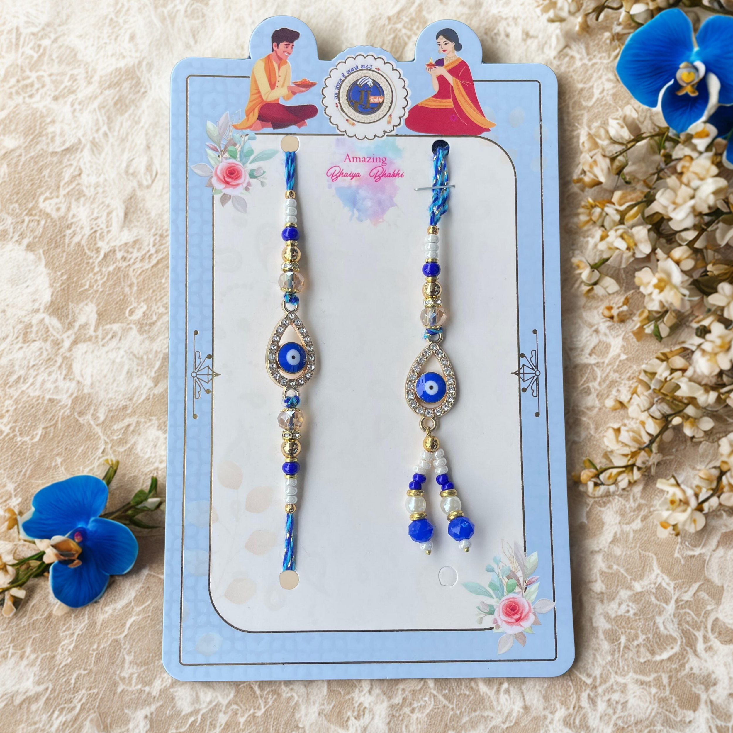 Nazar Raksha - Designer Evil Eye Rakhi for Bhai Bhabhi | Raksha Bandhan Special